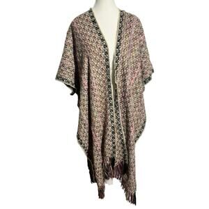 Free People Higher Ground Kimono Women OS Chunky Colorful Knit Boho Cabincore